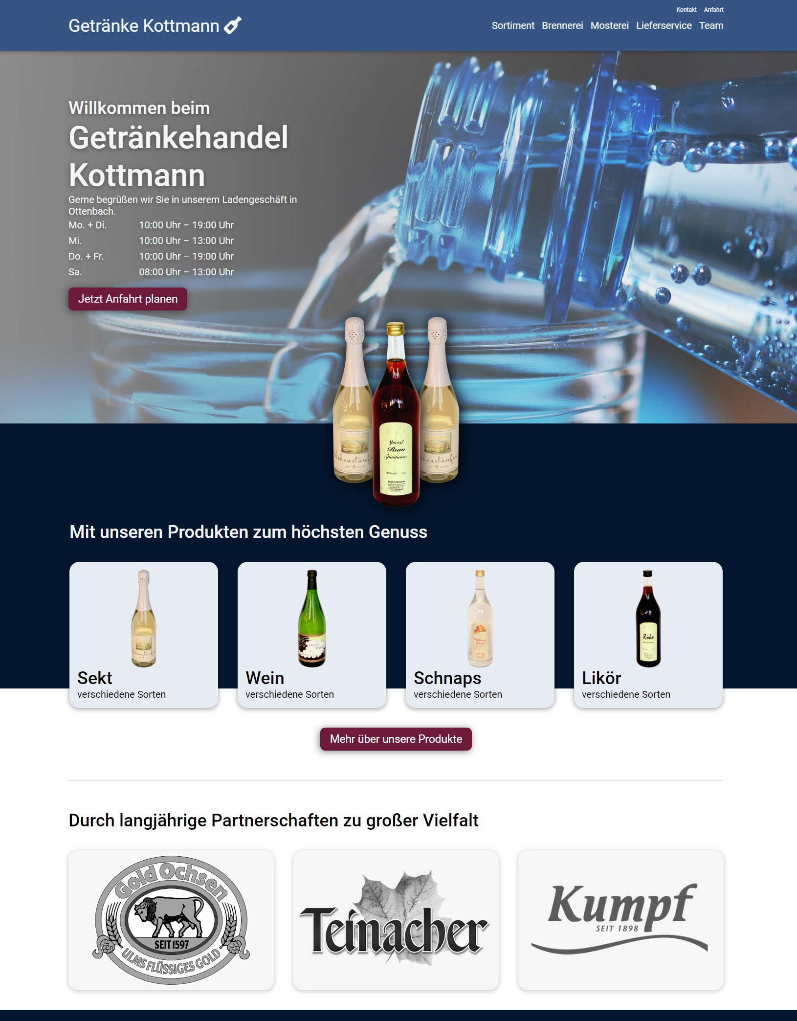 Website vom Getränkehandel Kottmann